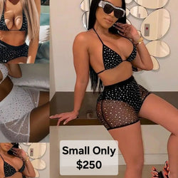 Rhinestone Push Up Bikini  Set Swimsuit