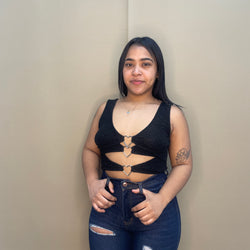 Black Fancy  Heart Crop Top