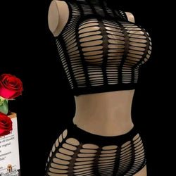 Mesh Stripes Two Piece Set