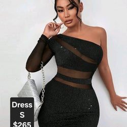Shiny One Sleeved Dress
