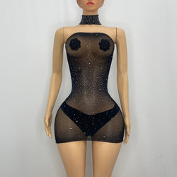 Z Mesh Sparkly Spandex Dress With Choker