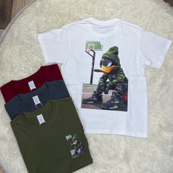 Camo Daffy Duck Cartoon Print T Shirt