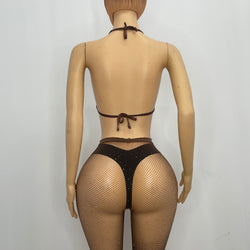Z Mesh Brown Freesize Brown Sparkly Spandex Suit