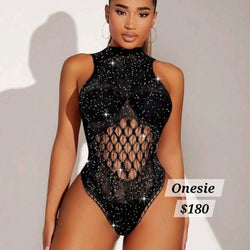 Mesh Shiney Open Front Onesie
