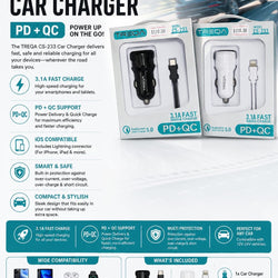 Treqa Car Charger Set CS233 w/ Iphone Cord