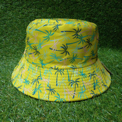 Bucket Hat Pink Palm Pattern