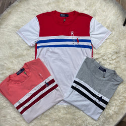 Two Color Polo Stripe Tee Shirt