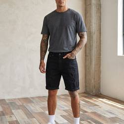 Men 3/4 Black Pants MS041180