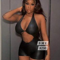 Leather Open Front Romper