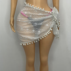 Z Mesh Beach Wrap With Design And Tassels