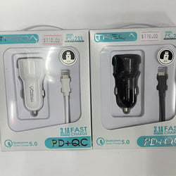Treqa Car Charger Set CS233 w/ Iphone Cord