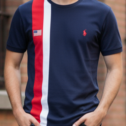Polo Round Neck With Red & White Stripe T Shirt
