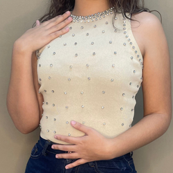 Rhinestone Beige Top