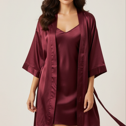 Silk Sleeping Dress with Robe