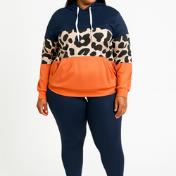 Color Block Leopard Print Hoodie Outfit