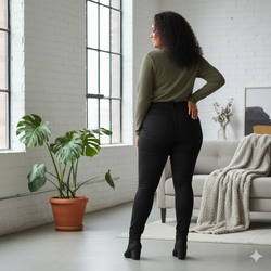 LJP 6310 Long PLain Black Ladies Jeans