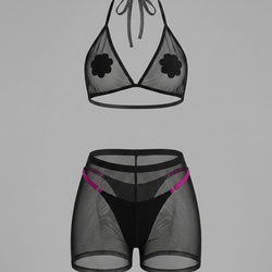 Mesh Short Pants With Mesh Bra Top
