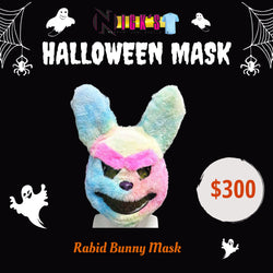 Furry Rabid Cotton Candy Bunny Mask