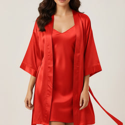 Silk Sleeping Dress with Robe
