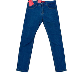 TS-9623 Men Plain Blue Long Jeans