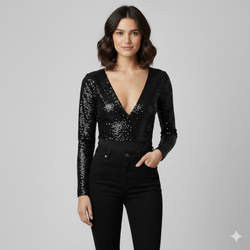 Sequins Glitter Long Sleeve Onesie