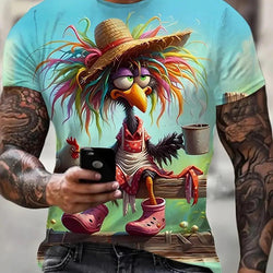 A Nick's Brand Rainbow Chicken Tee Shirt