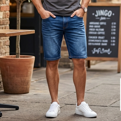 CH-208 Men Plain Blue 3/4 Pants