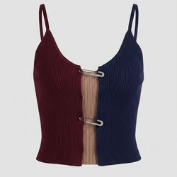 Two Colour Open Pin Strap Top
