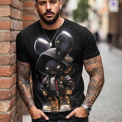 A Nick's Brand Metallic Bunny Graphic Art Tee Shirt