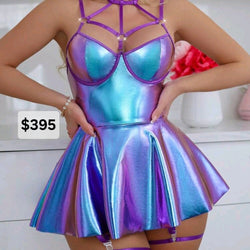 Shiny Metallic Mini Dress