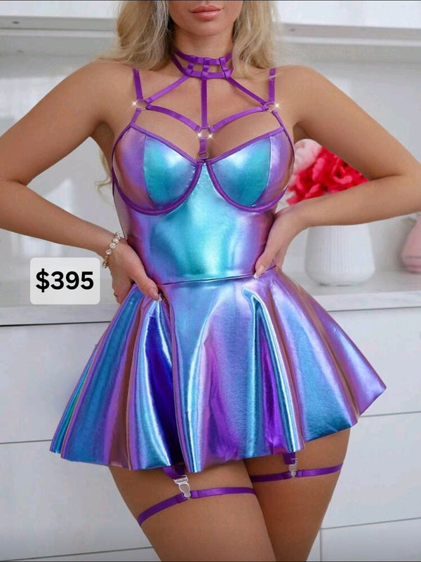 shiny metallic mini dress Shiny Metallic Mini Dress