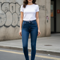 NP-740 Ladies Plain Blue Denim Pants