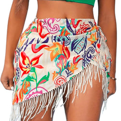 Mesh Tropical Wrap Skirt With Tassels (Small)