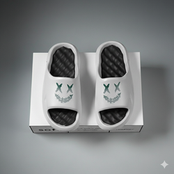 A Nick’s Brand Grey Neon Smile Slides