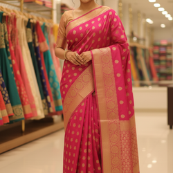 Sari Ladies Flower Dots Indian Wear