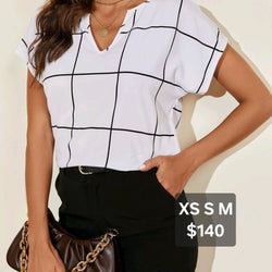 Square Print Work Top White