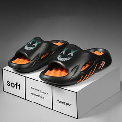 A Nick’s Brand Black Neon Smile Slides