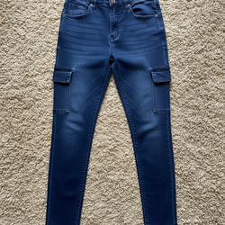 LJP442930 Ladies Cargo Icon Blue Long Jeans