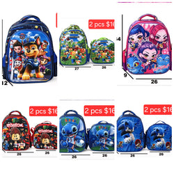 A Back To School Cartoon Character 12 inch Preschool Bags 2 pcs