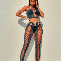 Mesh Blue Spandex Tube Suit