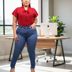 LJP2513 Plain Blue Plus Size Ladies Jeans