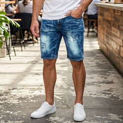 Men Fade Out Blue 3/4 Jeans