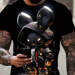 A Nick's Brand Metallic Bunny Graphic Art Tee Shirt