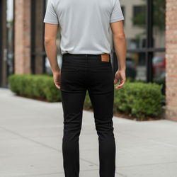 AM-6606 Men Plain Long Black Pants