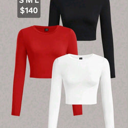 Long Sleeve Plain Crop Top