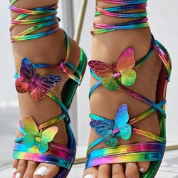 Rainbow Lace Up Sandals