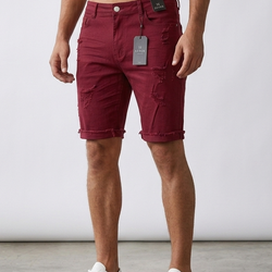 3524 Men Hyper Denim Burgundy 3/4 Pants
