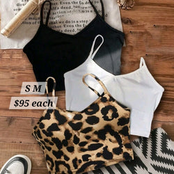 Spaghetti Strap Casual Pattern Tops