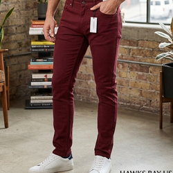 JR-1028 Men Skinny Stretch Burgundy Pants