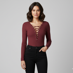 Lace Up Long Sleeve Onesie